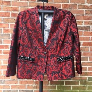 Chico’s Red & Black Brocade Jacket